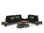 Aspen 5 Seater Outdoor Teak Platform Lounge Setting with round centre table