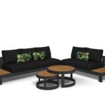 Aspen 5 Seater Outdoor Teak Platform Lounge Setting with round centre table